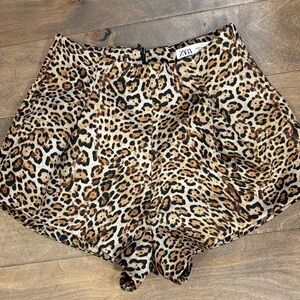 Zara High Waist Leopard Print Shorts